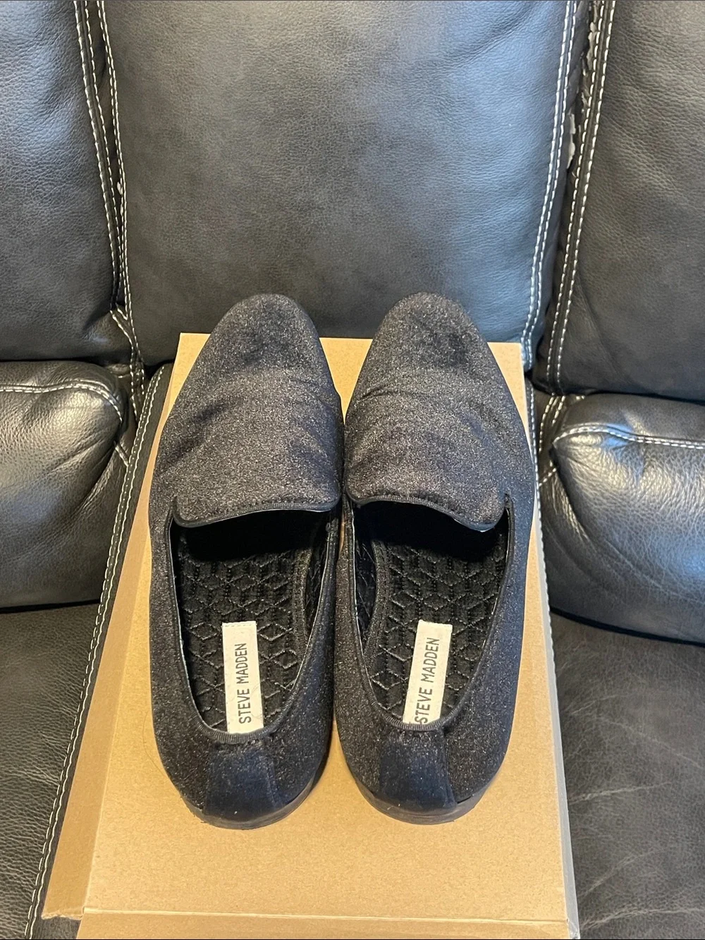 Steve Madden Black Velvet Slip-On Loafers